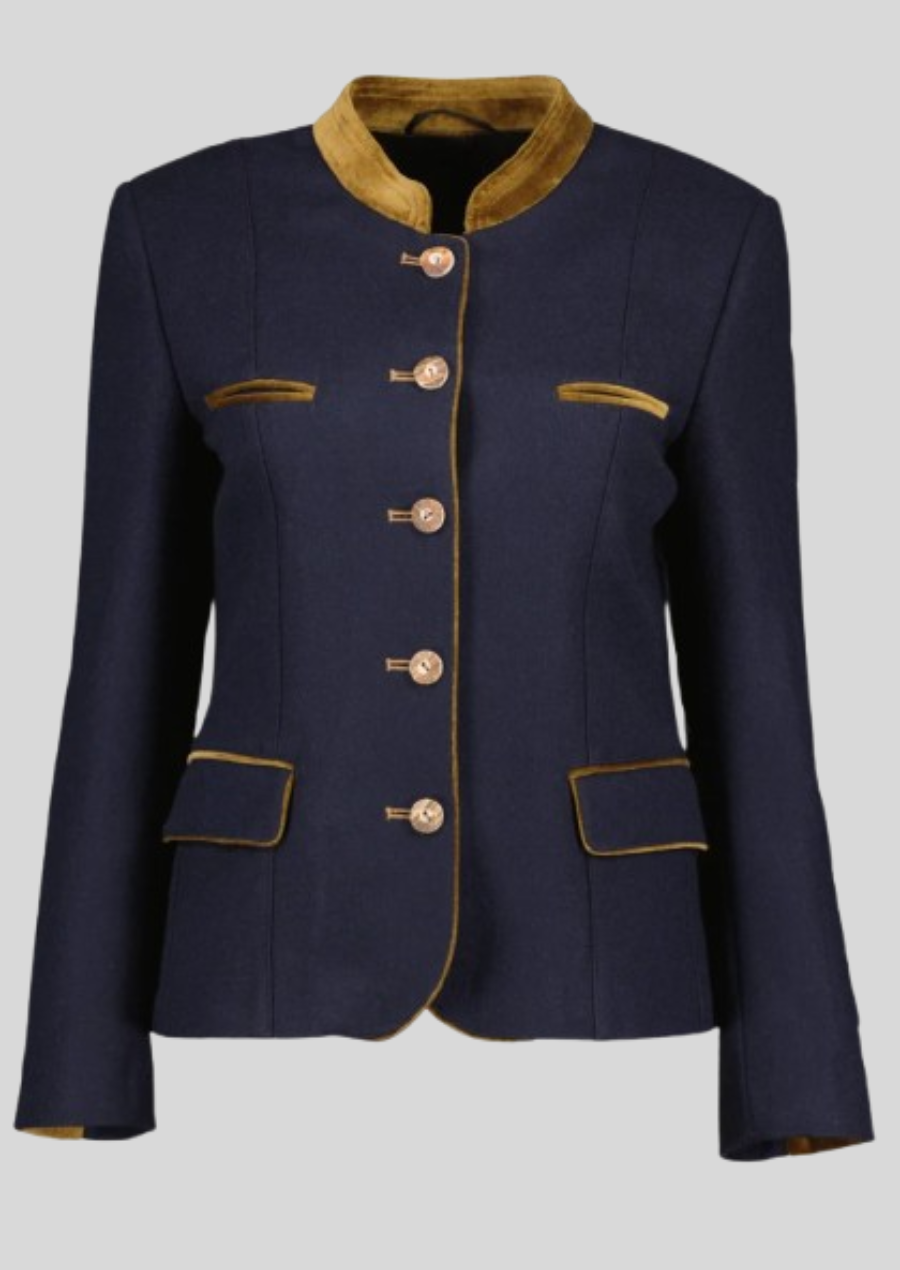 Women's classic Trachten wool blazer with traditional Bavarian embroidery.
