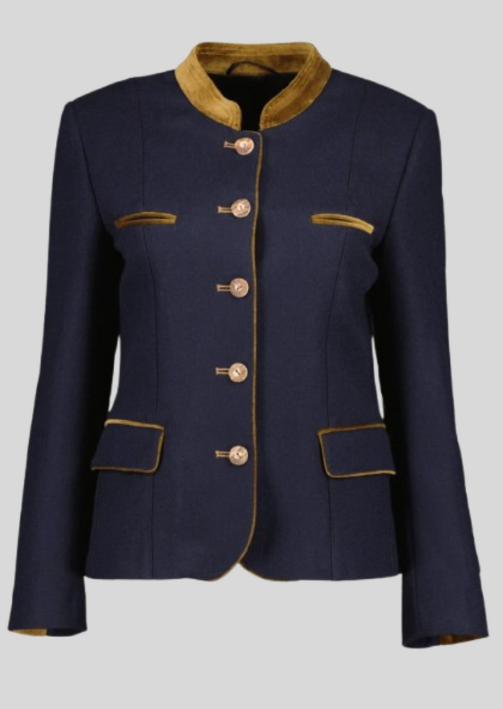 Women's classic Trachten wool blazer with traditional Bavarian embroidery.