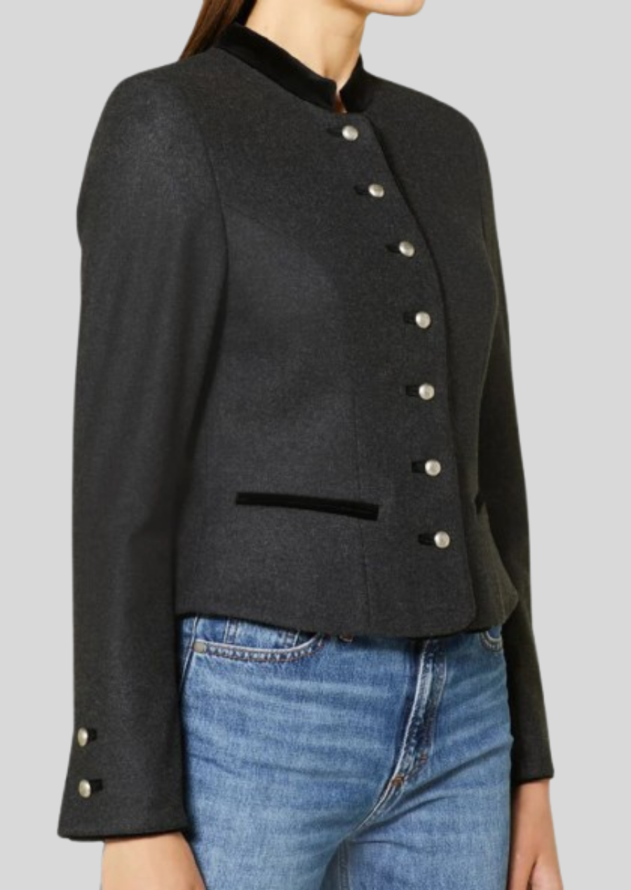 Elegant women’s wool blazer blending heritage with modern sophistication.