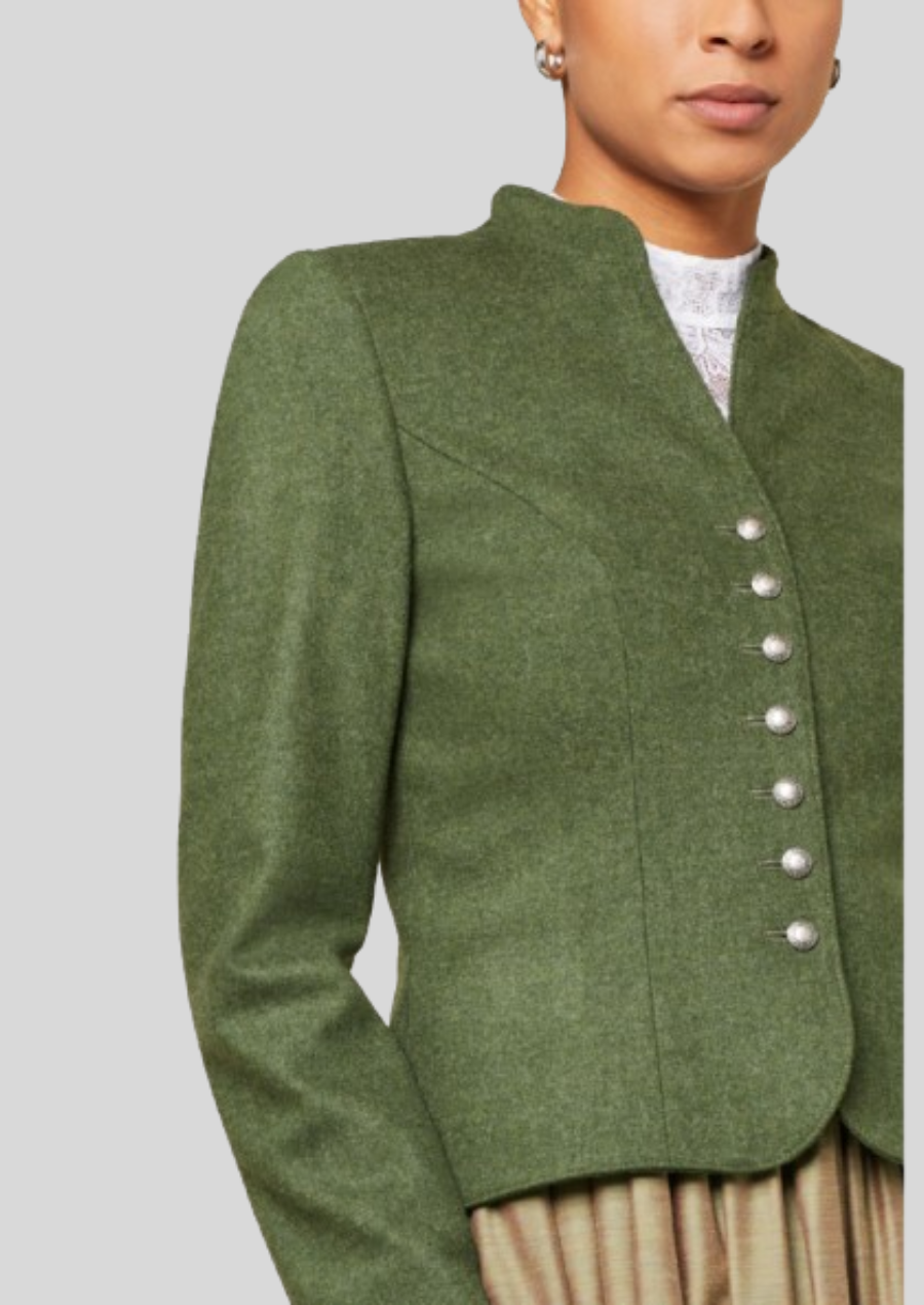 Timeless women’s wool blazer blending Alpine heritage with modern elegance.