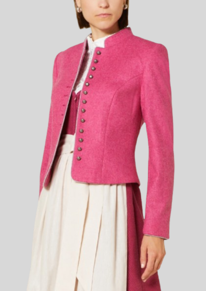 Authentic pink Trachten coat, perfect for Oktoberfest and traditional events.