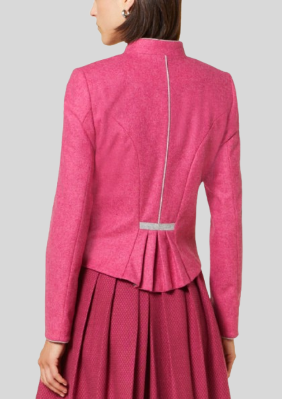 Classic Oktoberfest pink coat designed for warmth, comfort, and sophistication.