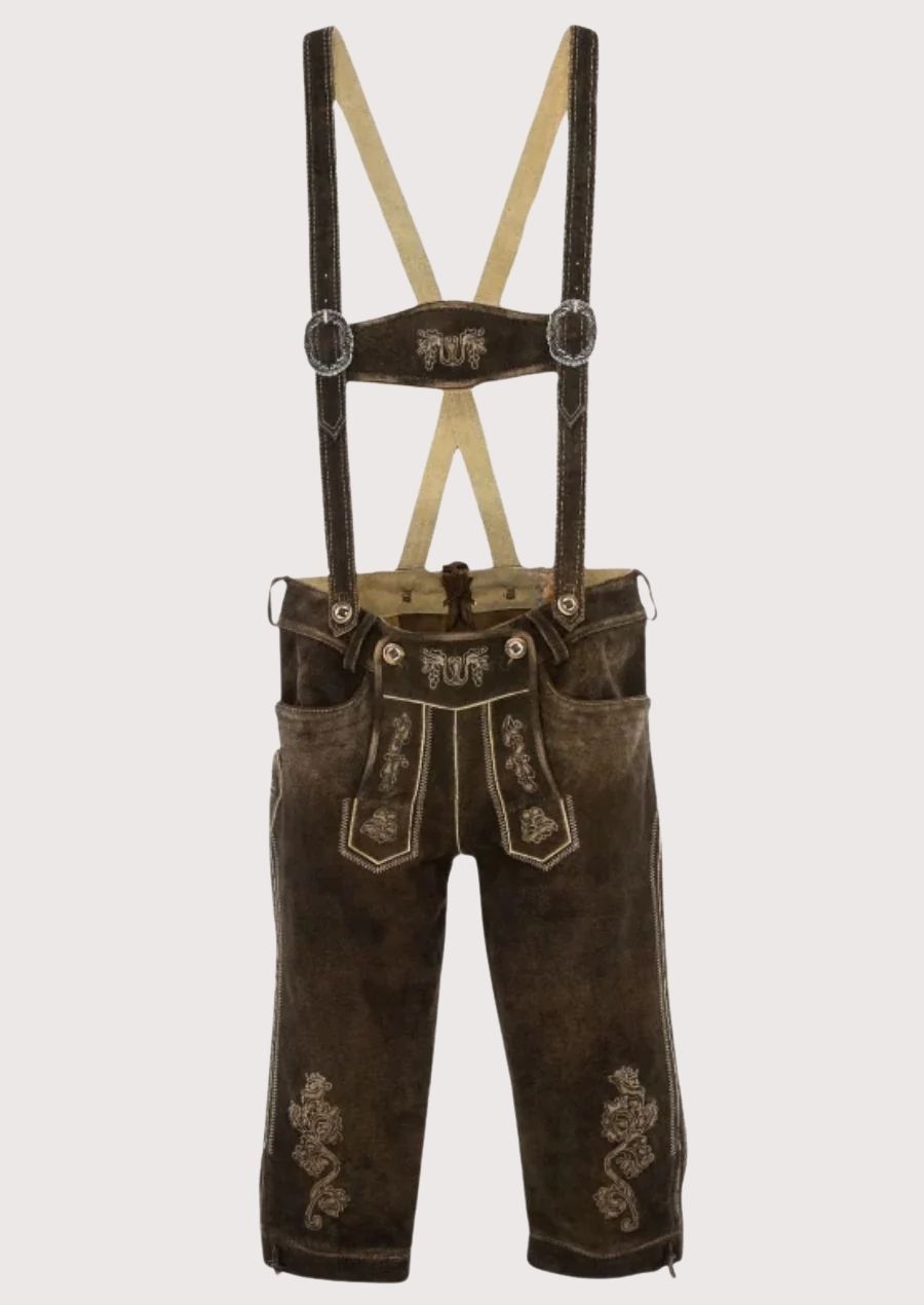 All-Weather Men's Bundhosen with traditional hand-stitched embroidery for winter sports