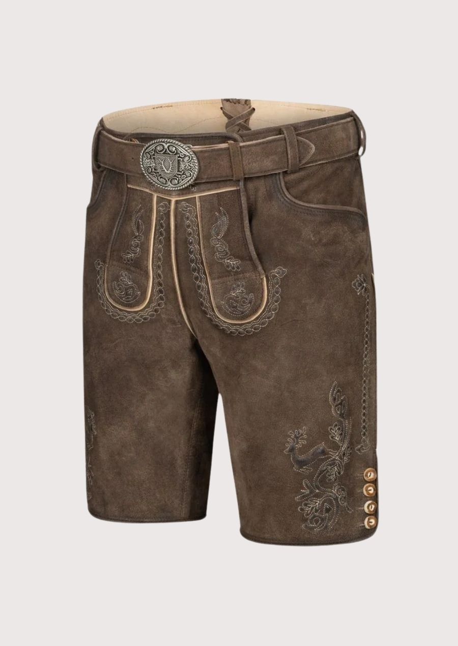 Men’s high-quality leather lederhosen, ideal for Oktoberfest, weddings, and cultural celebrations.