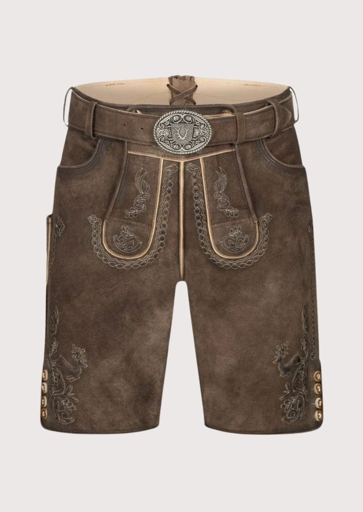 Authentic men's lederhosen made from premium leather, perfect for Oktoberfest and Bavarian cultural events.