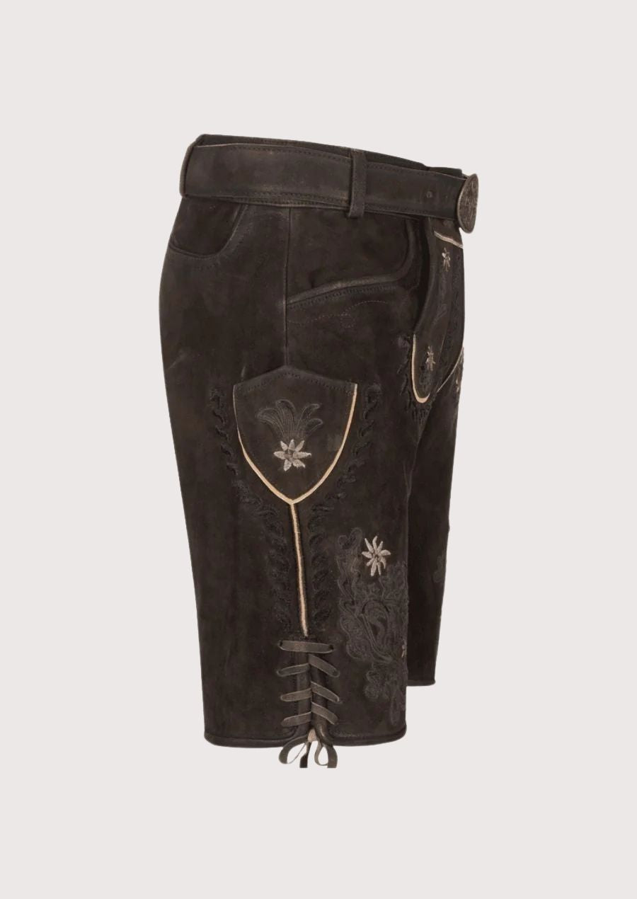 Vintage German Festival Outfit – Men's Short Lederhosen with Detailed Embroidery
