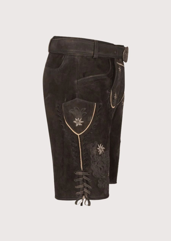 Vintage German Festival Outfit – Men's Short Lederhosen with Detailed Embroidery