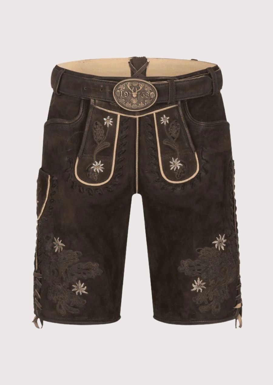 Authentic Bavarian Lederhosen for Men with Alpine Embroidery – Perfect for Oktoberfest 2025
