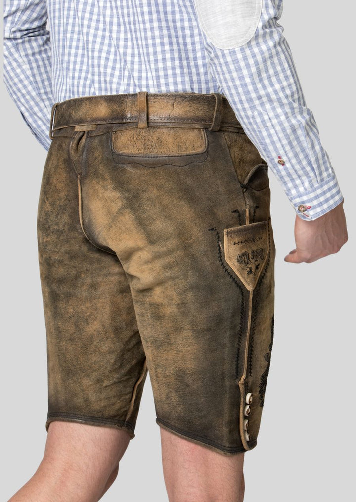 Lightweight Summer Lederhosen Breathable & Stylish Side Back Pose