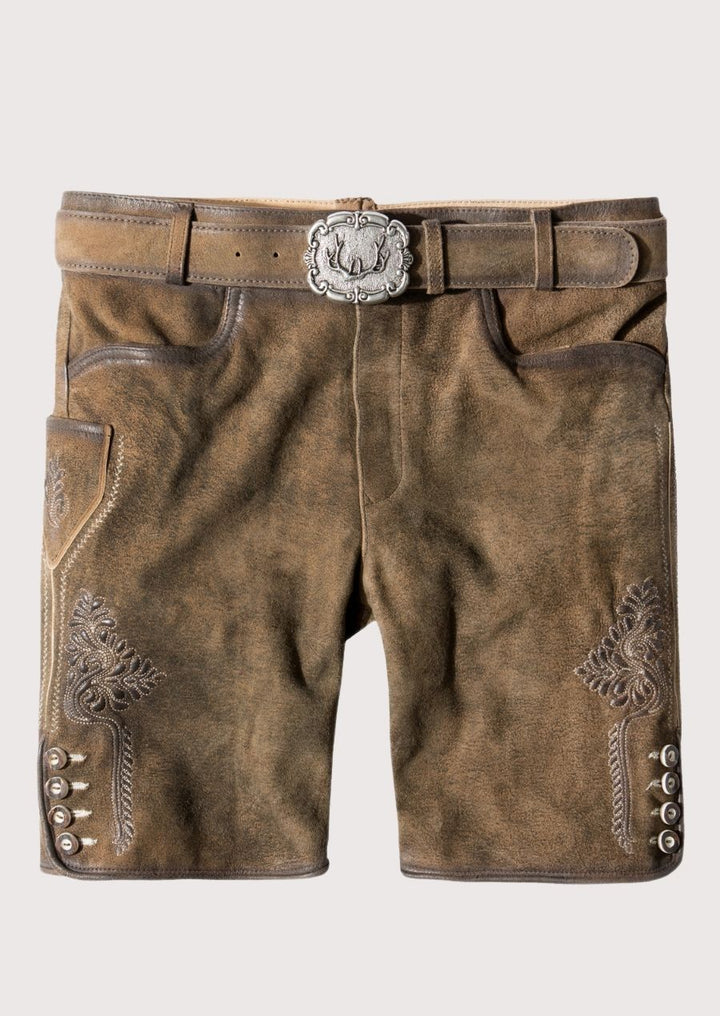 Men's Lederhosen with premium leather and traditional Bavarian embroidery – perfect for Oktoberfest and cultural events.