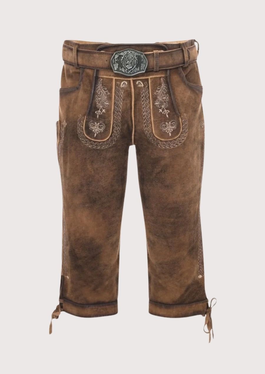Versatile Men's Bundhosen – Premium leather pants with hand-stitched embroidery, perfect for winter wear and outdoor activities.