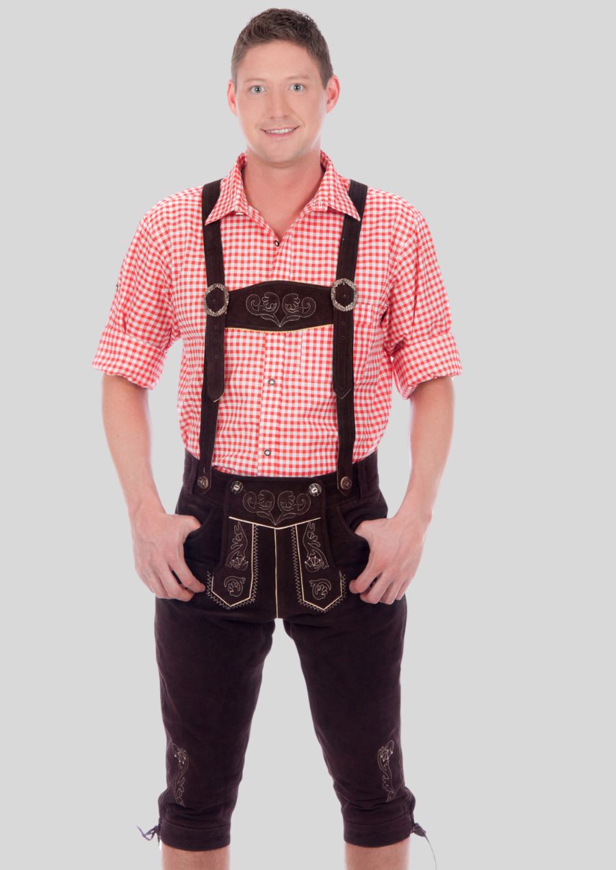 Channel timeless Bavarian tradition with our Men's Vintage Details Bundhosen. Crafted with meticulous attention to detail, these classic knee-length leather trousers boast authentic vintage touches for a touch of rugged charm. Experience superior comfort and durability, perfect for festivals, special occasions, or everyday wear with a unique edge.