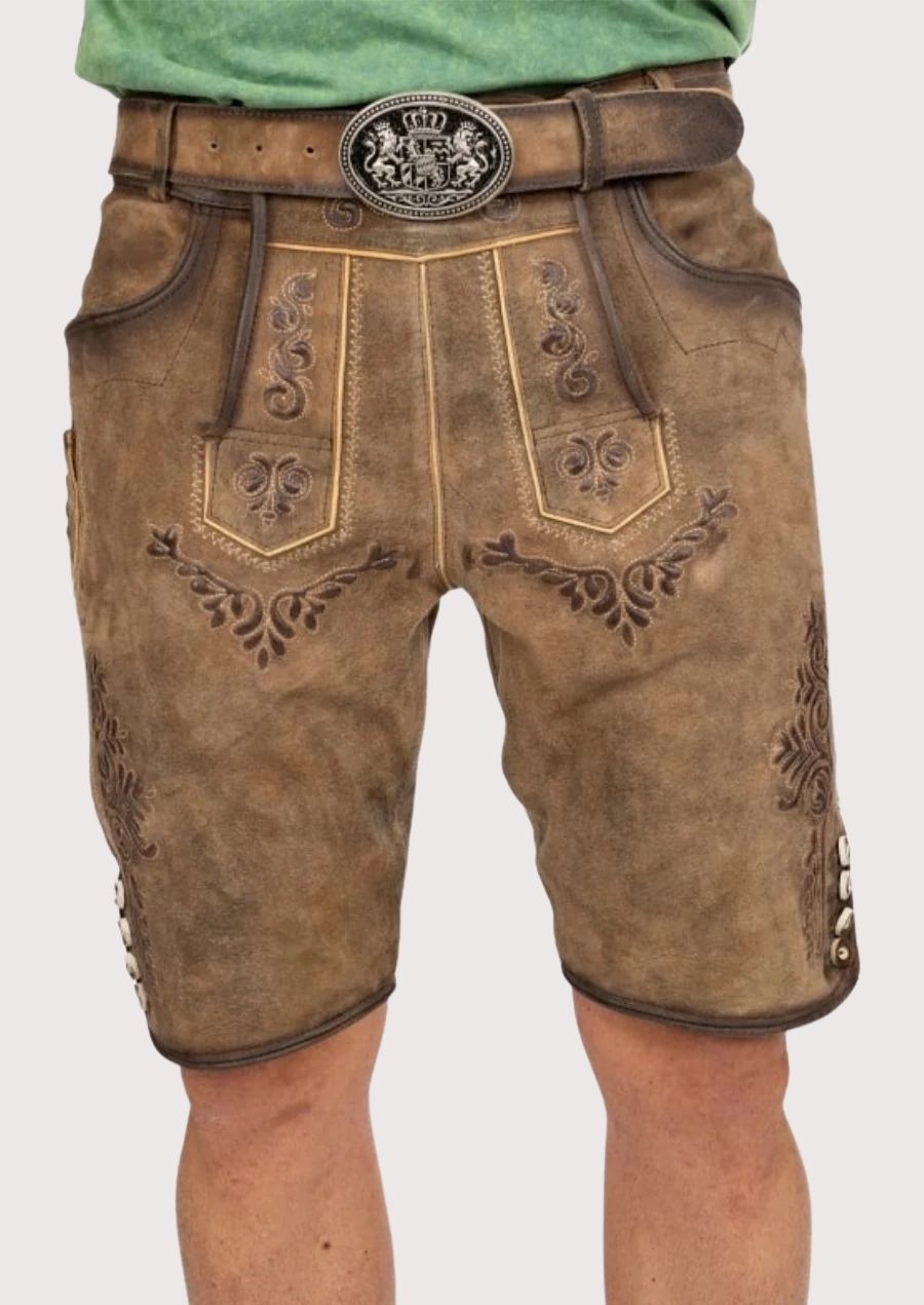 Premium German Oktoberfest lederhosen for men – classic brown suede