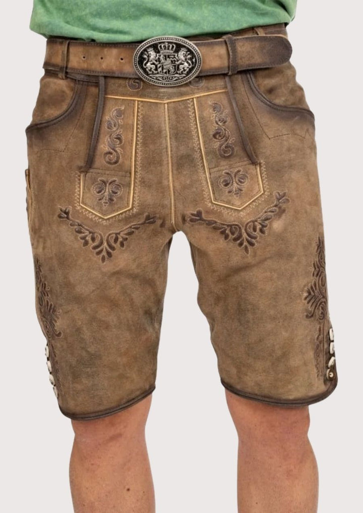 Premium German Oktoberfest lederhosen for men – classic brown suede