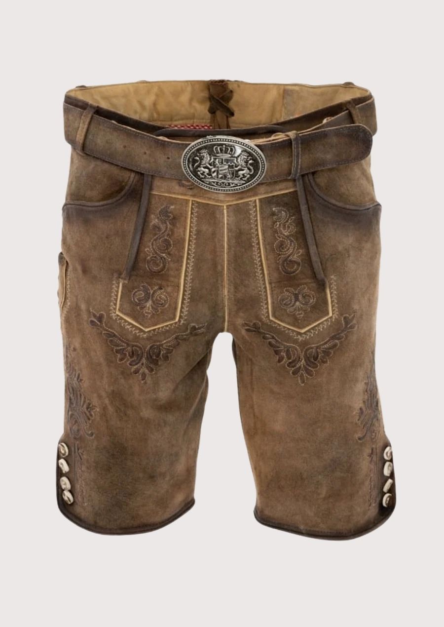 Traditional 2025 men’s leather lederhosen with embroidery for Oktoberfest