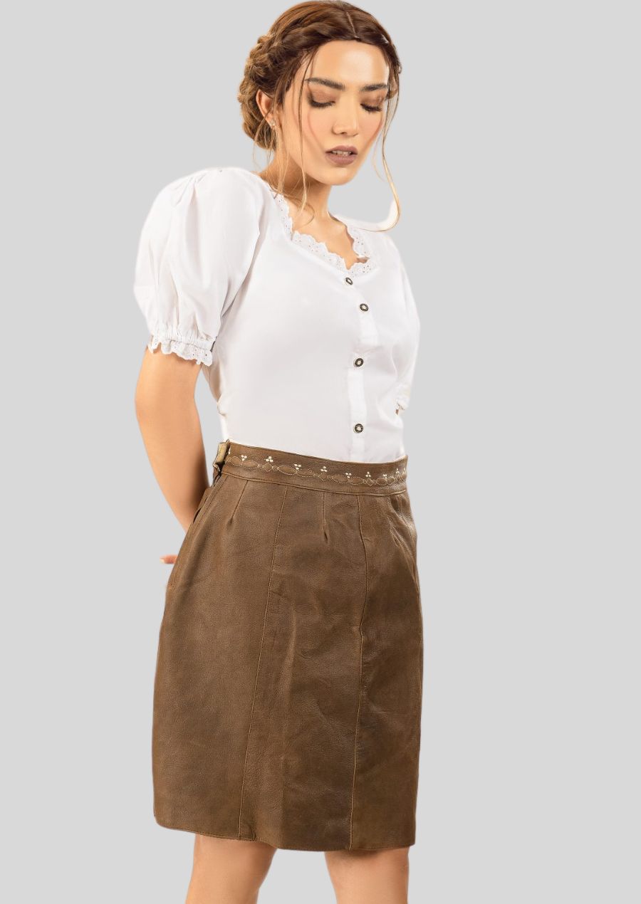 Experience the warmth and heritage of Bavaria with our Timeless Brown Lederhosen Skirt. 