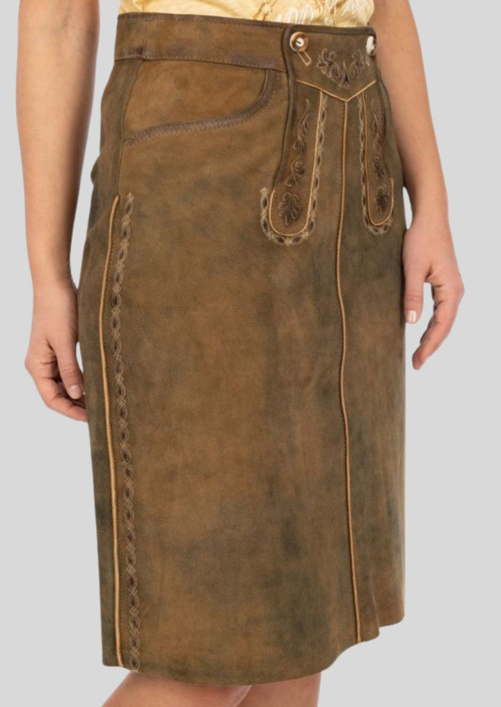 Our Genuine Leather Long-Lasting Lederhosen Skirt offers more than just Oktoberfest fun. The luxurious  [material] and timeless design translate to exceptional value.  