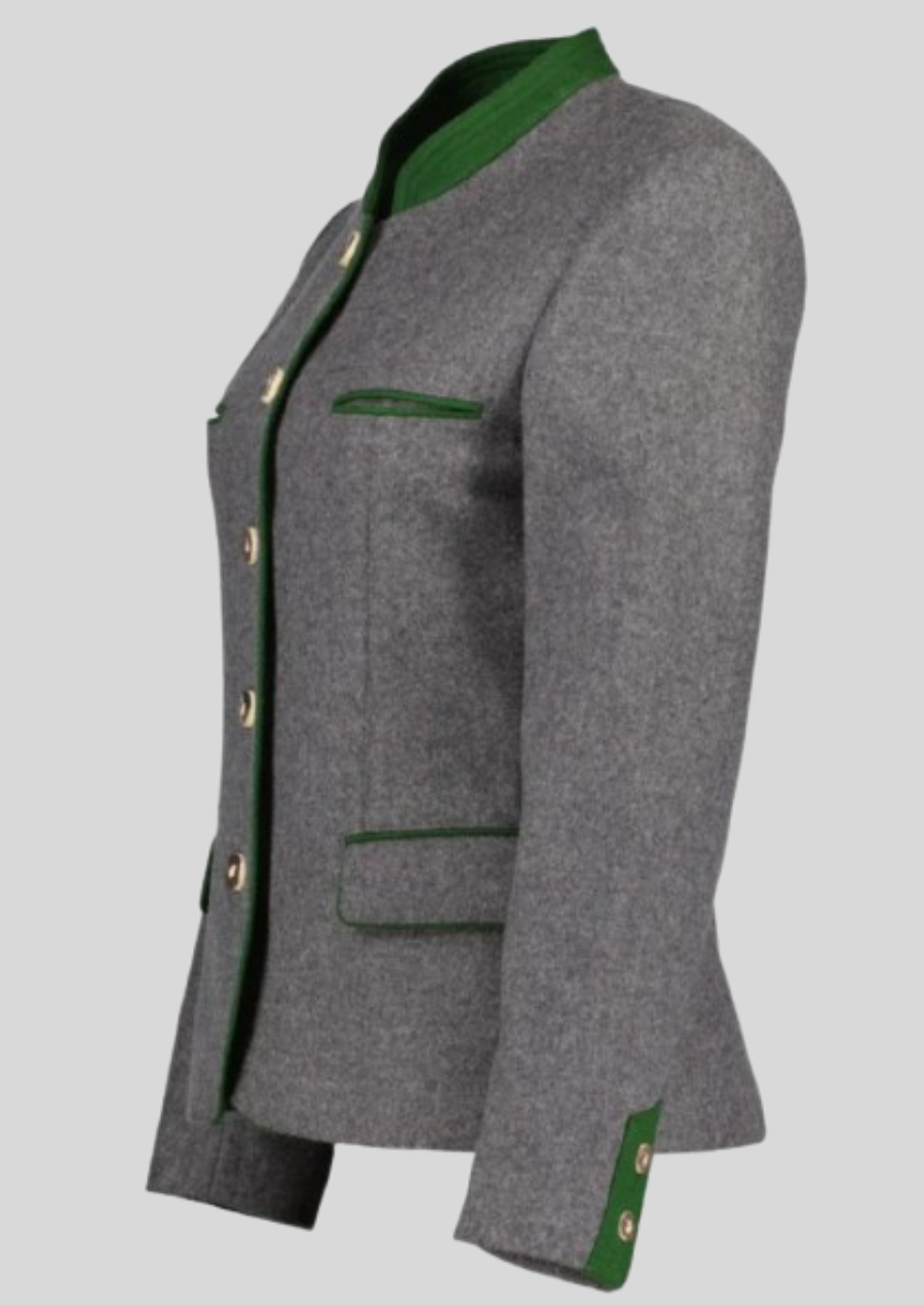 Elegant wool jacket blending heritage craftsmanship with modern style.
