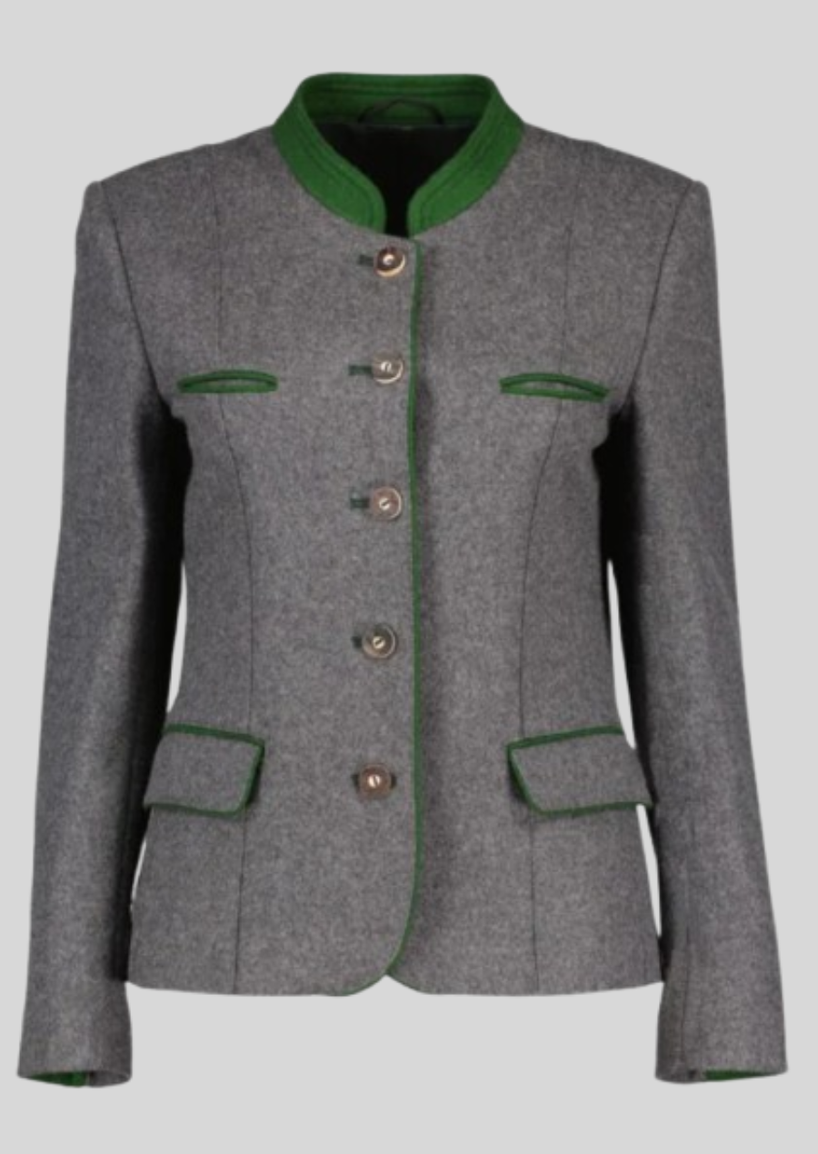 Traditional German women's wool jacket with classic Bavarian embroidery.