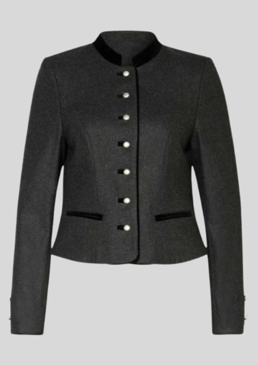 Women's traditional Bavarian wool blazer with classic embroidery.