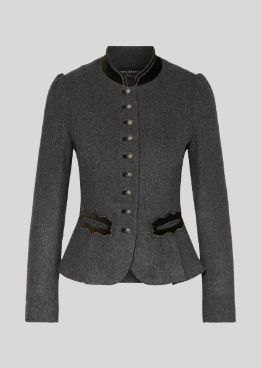 Ladies’ traditional Oktoberfest wool coat with Bavarian embroidery.