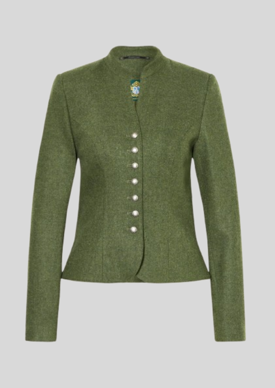 Traditional ladies’ Alpine wool blazer with elegant Bavarian embroidery.