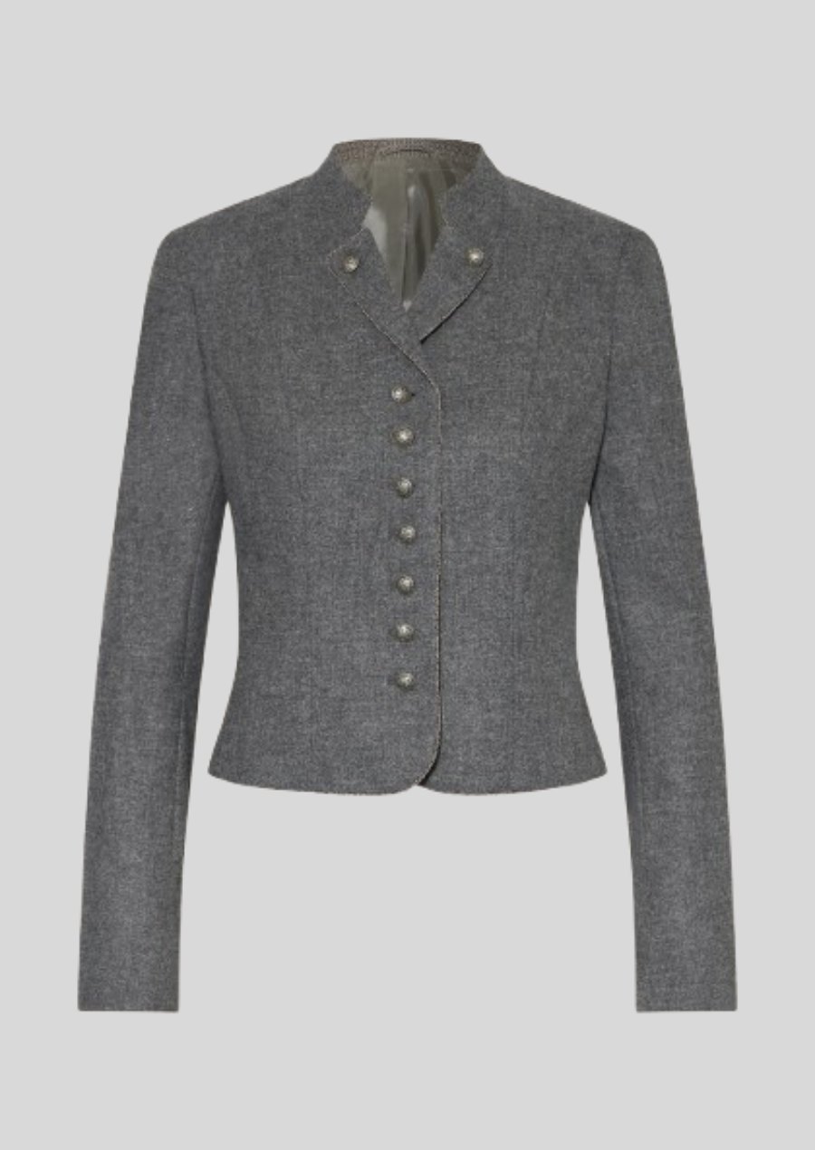 Women's Bavarian-inspired wool coat with classic embroidery and elegant fit.