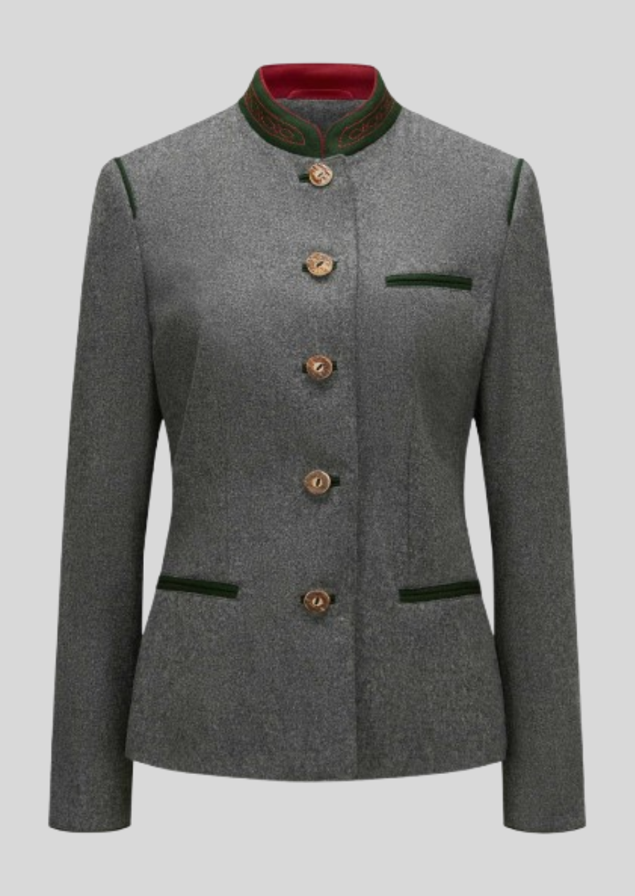 Women's Oktoberfest heritage wool blazer with classic Bavarian embroidery.