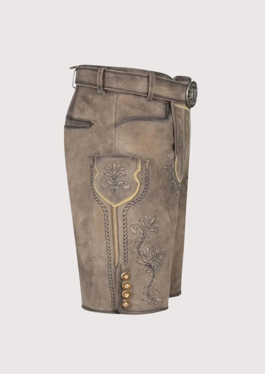 Premium grey lederhosen vintage Oktoberfest shorts