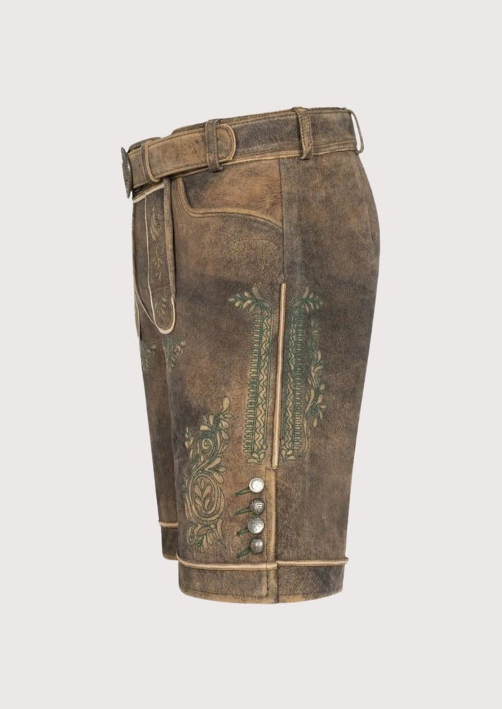 Traditional German lederhosen for men, made with premium leather and detailed embroidery for festivals and heritage events.