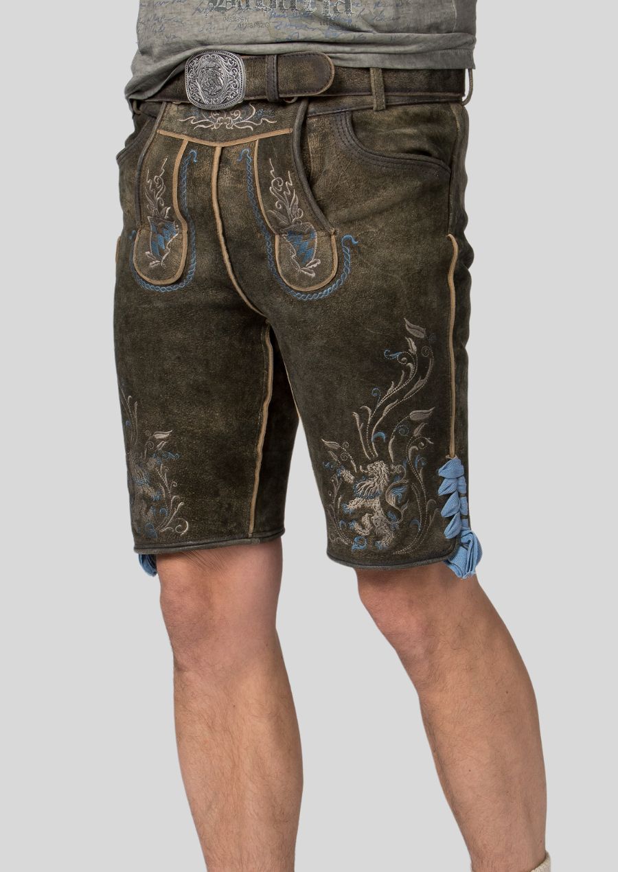 men authentic goat skin lederhosen with classic embroidery at traditional lederhosen.