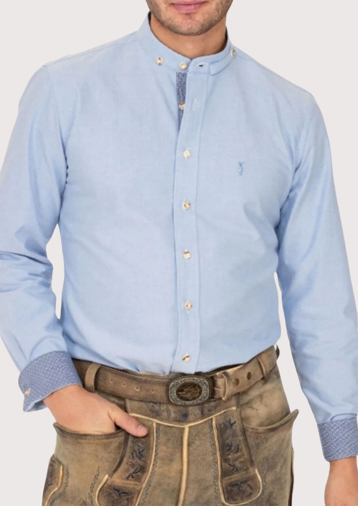 Men's Trachten Shirt with Mandarin Collar – Classic German Design