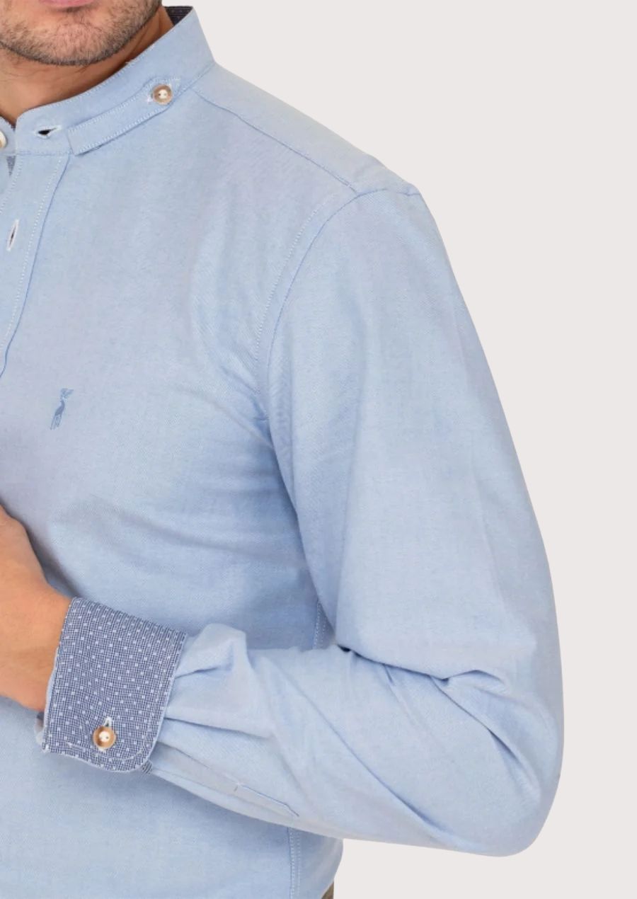 Traditional Bavarian Trachten Shirt – Men's Cotton Shirt with Embroidered Detail