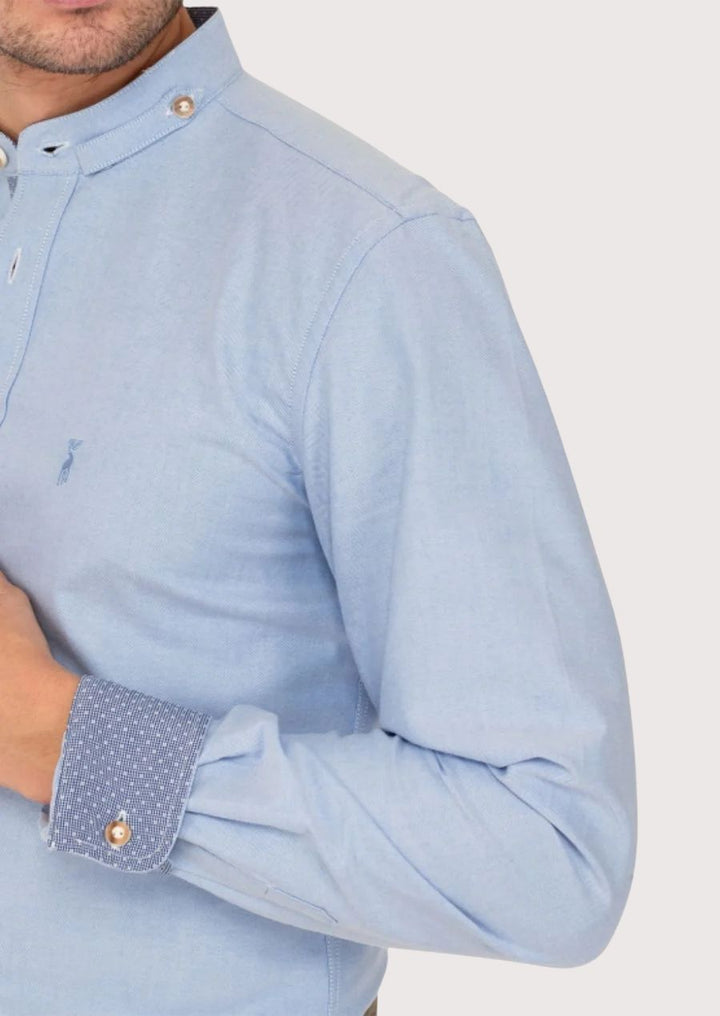 Traditional Bavarian Trachten Shirt – Men's Cotton Shirt with Embroidered Detail