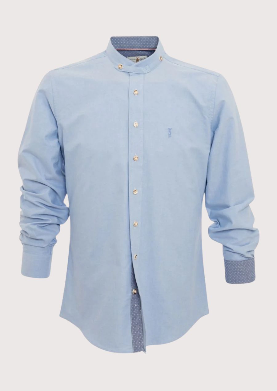 Authentic Trachten Shirt for Men in Blue – Traditional German Bavarian Style