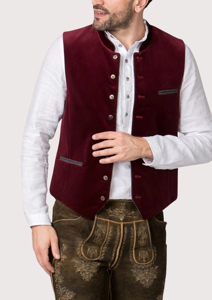 Stylish Authentic Trachten Vest with silver-tone buttons, perfect for adding Bavarian flair to any occasion.