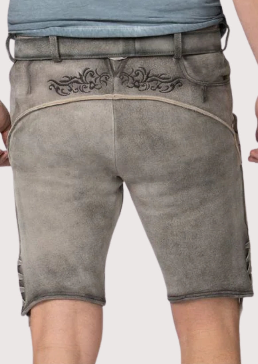 Bavarian grey lederhosen Oktoberfest ready fit