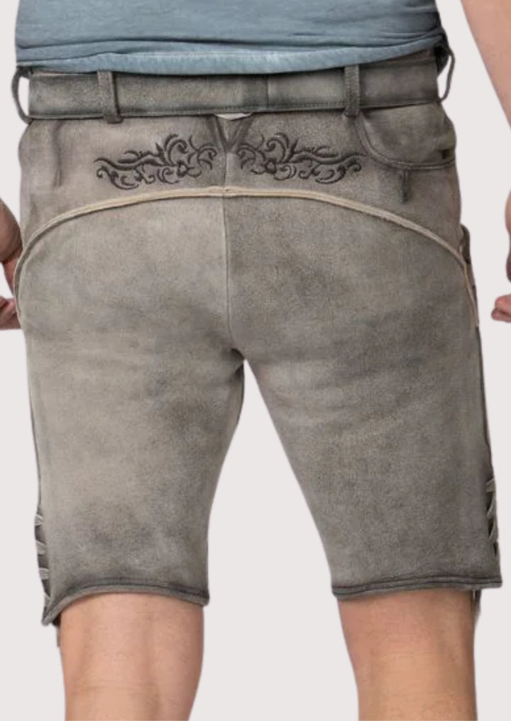 Bavarian grey lederhosen Oktoberfest ready fit