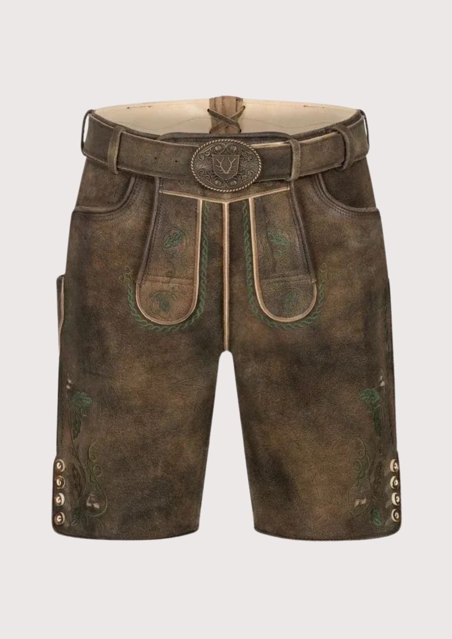 Bavarian leather lederhosen for men with traditional embroidery