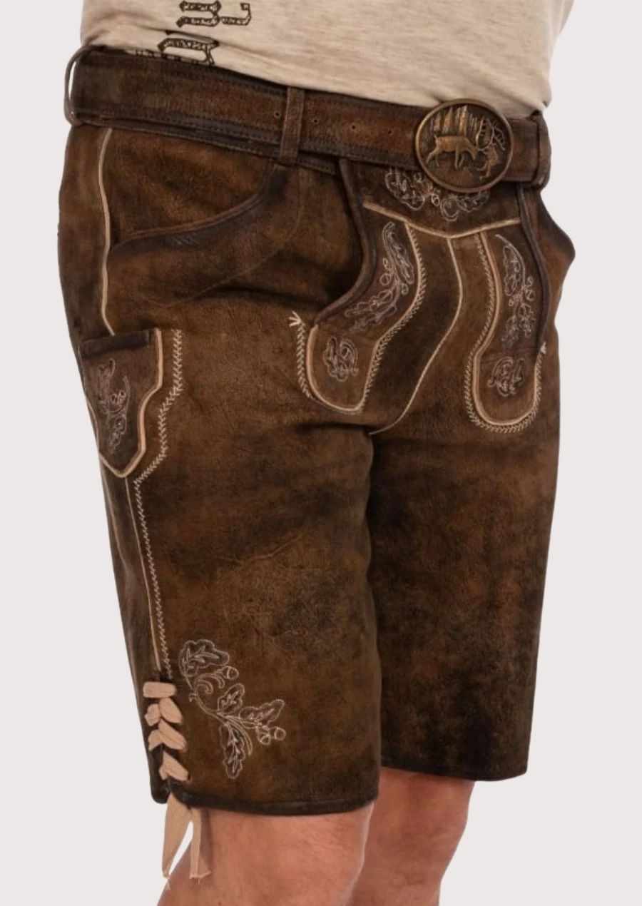Authentic Oktoberfest men's lederhosen made of premium suede leather
