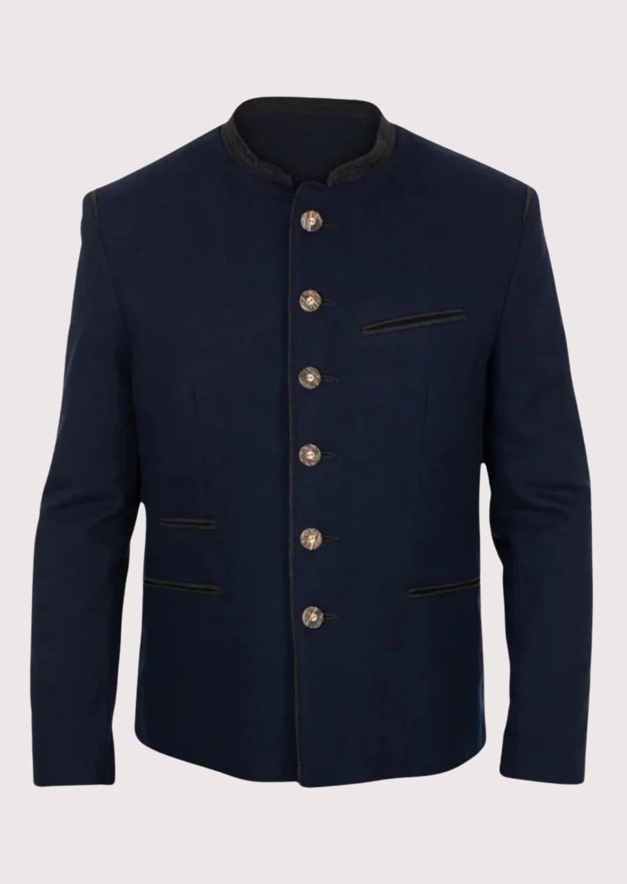 Bavarian Men's Trachten Jacket with rustic buttons, perfect for Oktoberfest and cultural events.