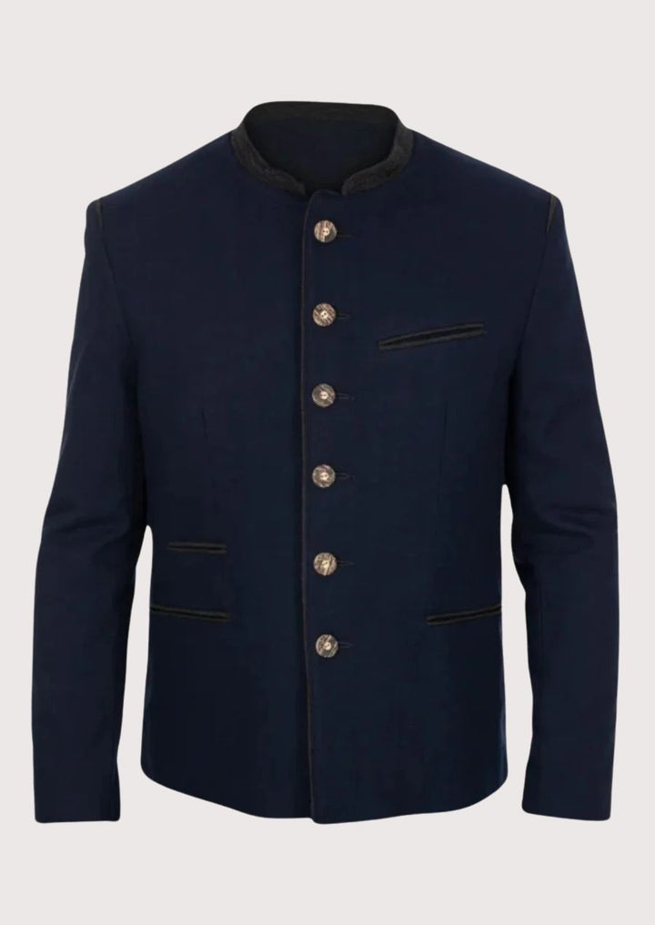 Bavarian Men's Trachten Jacket with rustic buttons, perfect for Oktoberfest and cultural events.