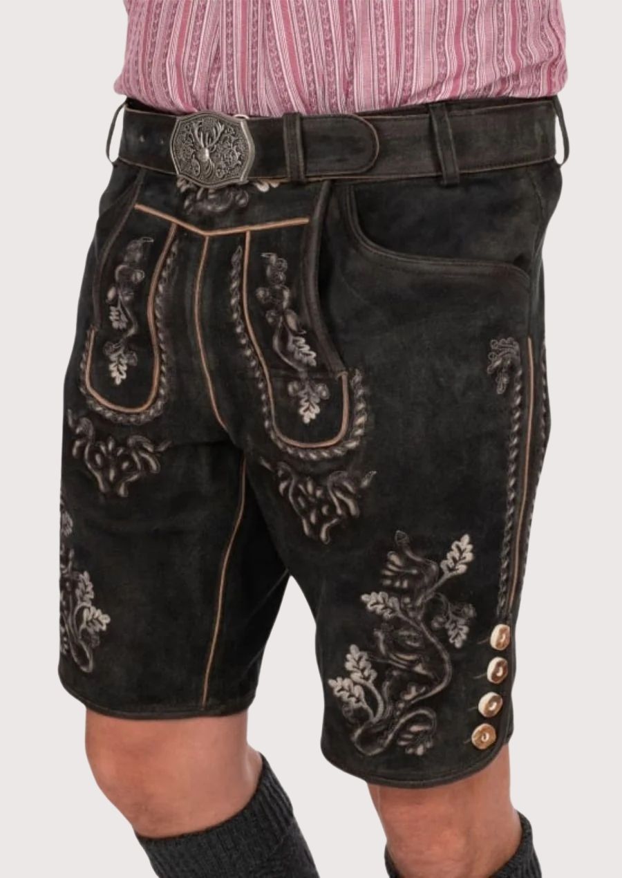 Black lederhosen premium Bavarian embroidered