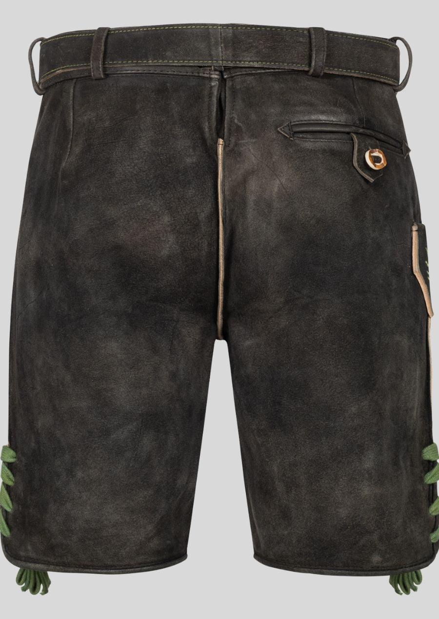 Brown Lederhosen – Intricately Embroidered Goat Leather Trousers with Belt