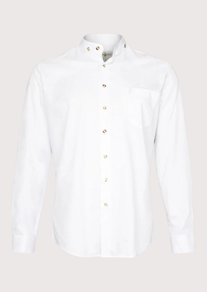Buy Trachten Shirt for Men – White with Mandarin Collar and Wooden Buttons