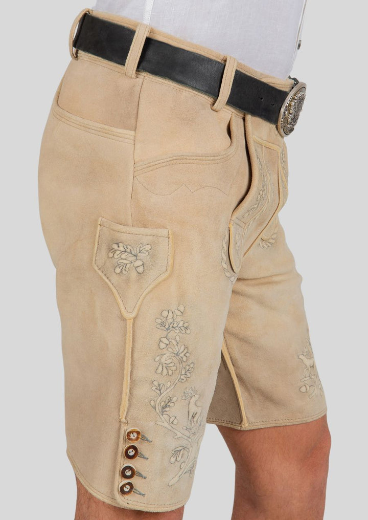 Celebrate Heritage Breathable Men's Lederhosen for Festivals Side Pose
