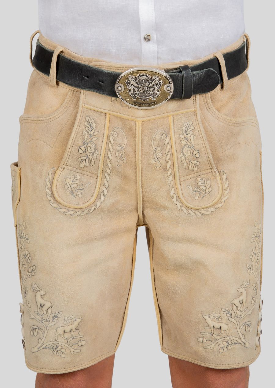 Celebrate Heritage Breathable Men's Lederhosen for Festivals Front Pose