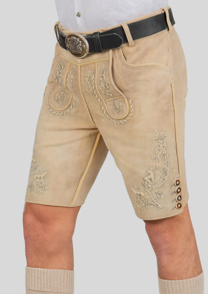 Celebrate Heritage Breathable Men's Lederhosen for Festivals Left Side Pose