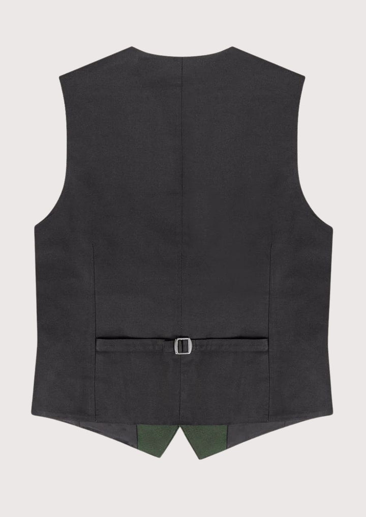 Elegant men's Bavarian vest in alpine green with fine silver-tone buttons, perfect for traditional German festivals and cultural events.