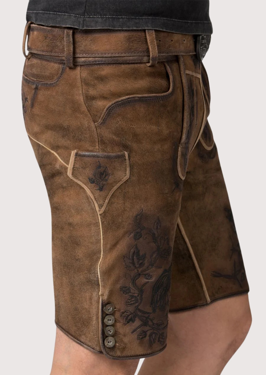 Classic brown lederhosen authentic alpine shorts